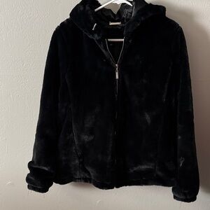 Jou Jou Black Faux Fur Jacket with Zip